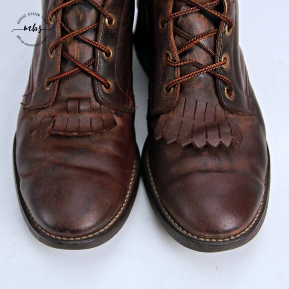 Avonite Hypalon Roper Lace Up Kilties Cowgirl Boots Brown Women 10.5* - Picture 9 of 12